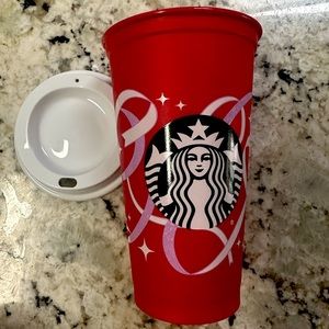 Starbucks red celebrating 50 years of coffee and joy cup